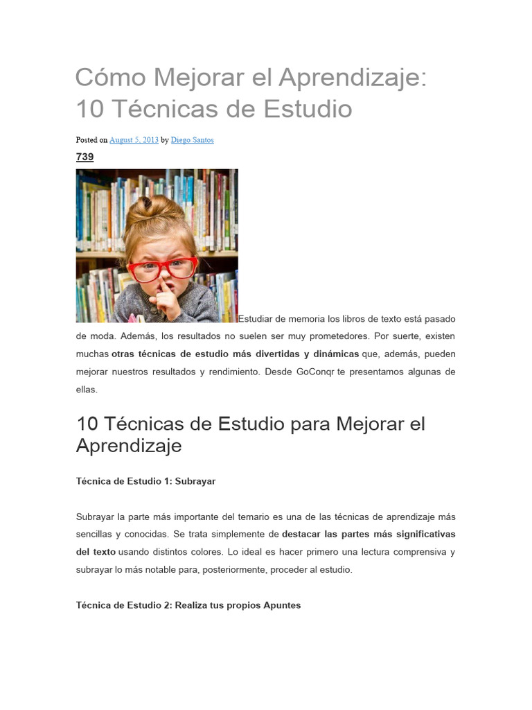 10 Técnicas Efectivas de Estudio | PDF | Aprendizaje | Motivacional