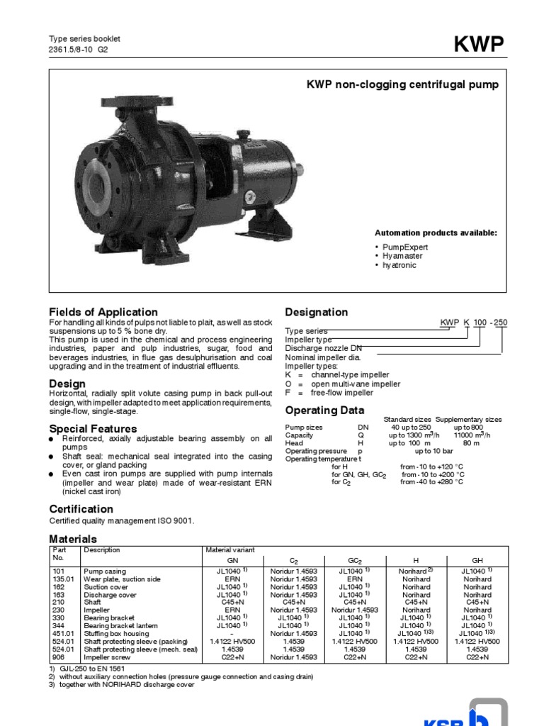 KSB KWP Bearing (Mechanical) Pump