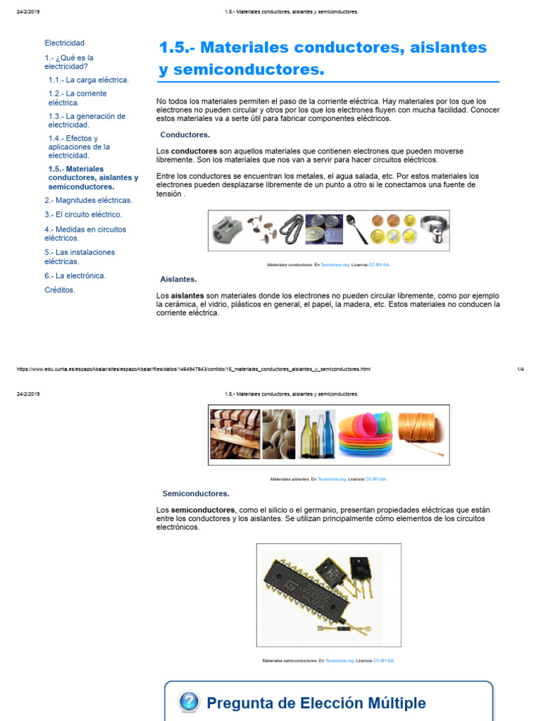 1.5.- Materiales conductores, aislantes y semiconductores_ | PDF ...