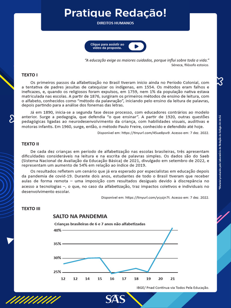 Tema 5 O Aumento Do Analfabetismo De Crianças No Brasil De Hoje