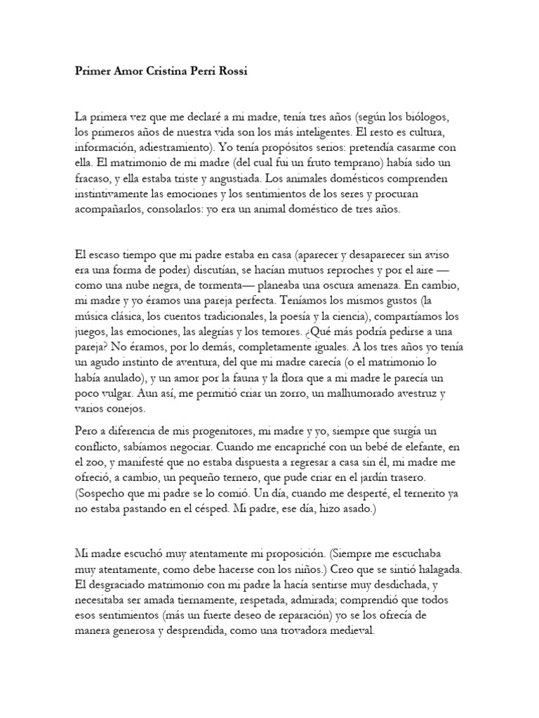 Primer Amor Cristina Peri Rossi PDF Amor