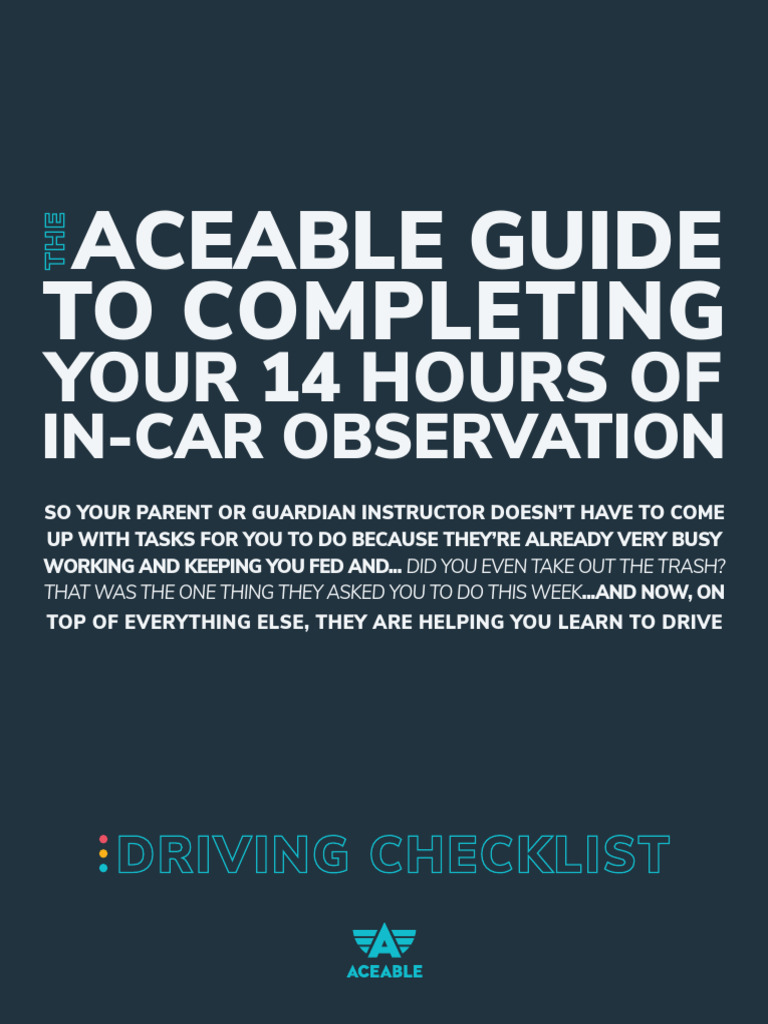 Driving Observation Checklist Guide | PDF | Traffic | Intersection (Road)
