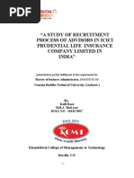 A Study of Recruitment Process of Advisors in Icici Prudential Life Insurance Company Limited in India