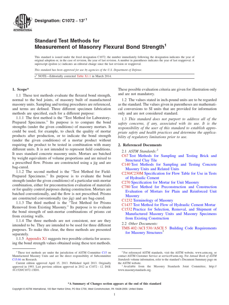 Masonry Flexural Bond Strength Testing | PDF | Concrete | Strength Of ...