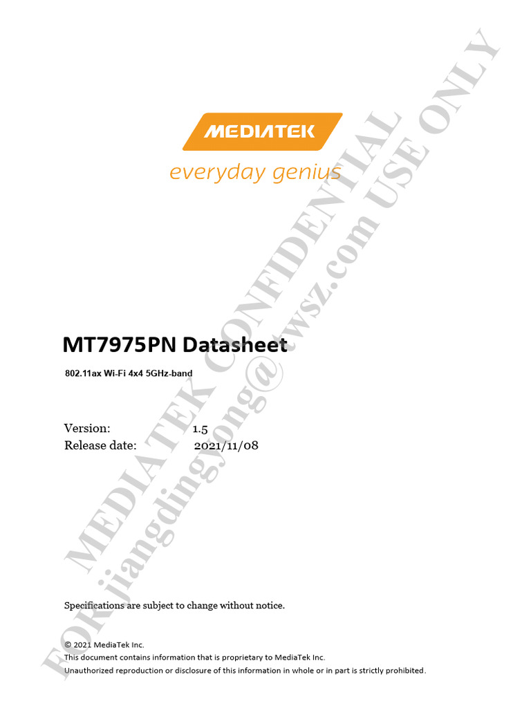 MT7975PN Datasheet 1.5 | PDF | Wi Fi | Power Supply