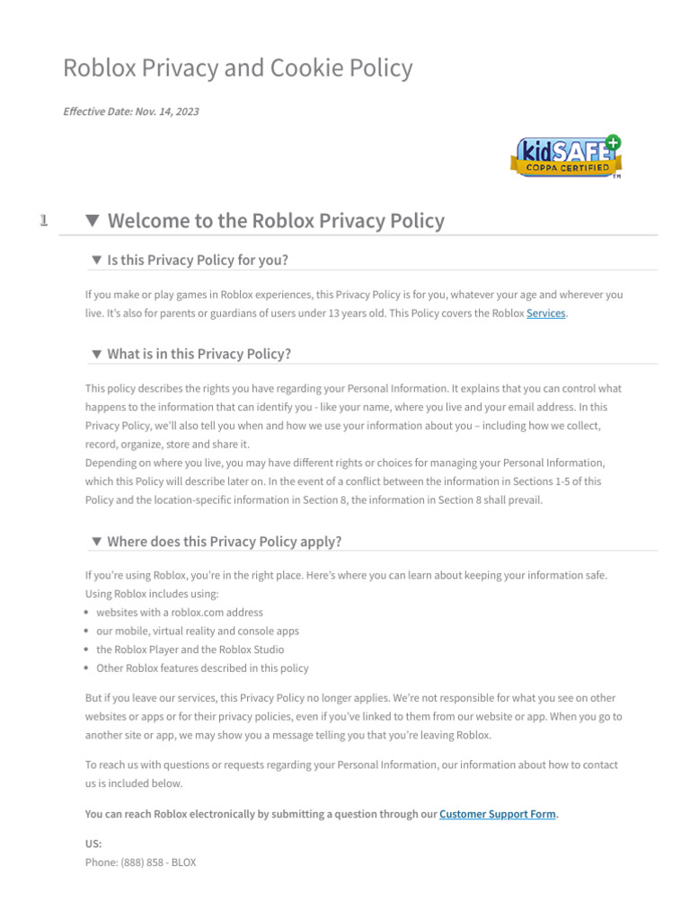 Roblox Privacy and Cookie Policy 2023 | PDF | Http Cookie | Websites