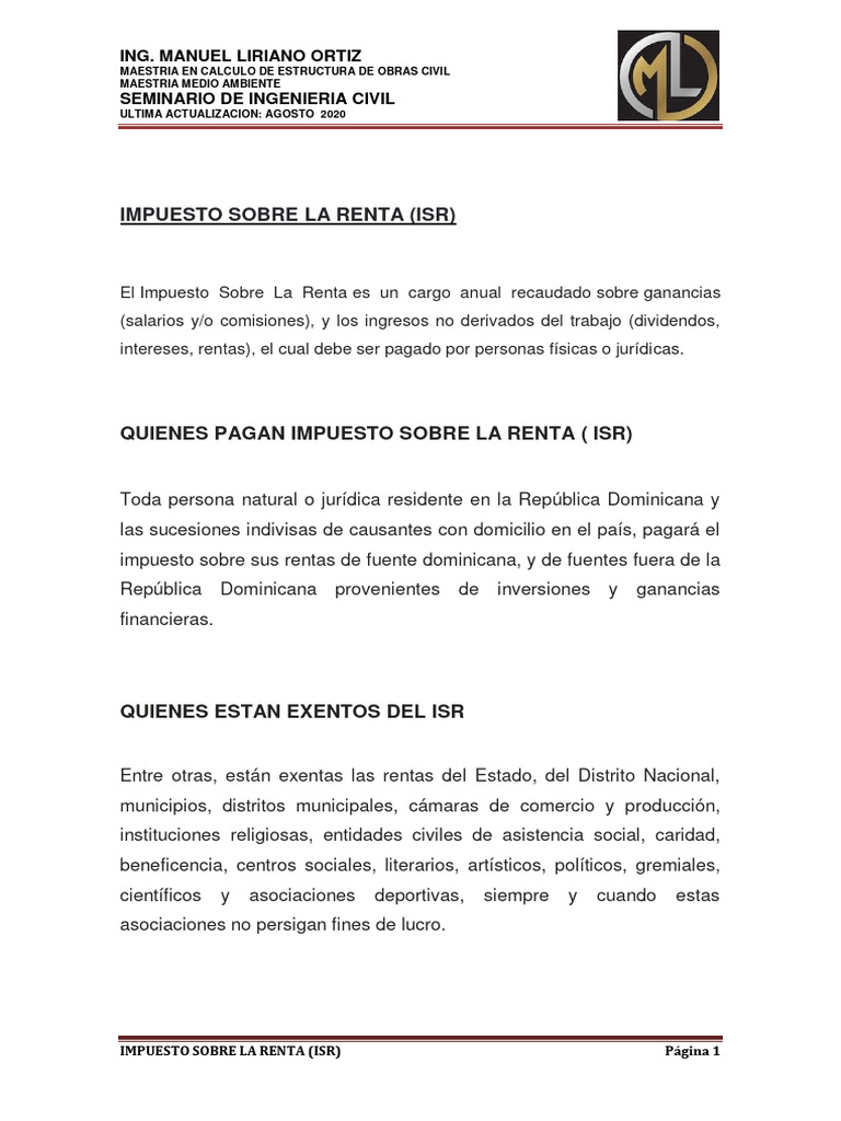 Guía sobre el Impuesto sobre la Renta (ISR) | PDF | Impuesto sobre la ...