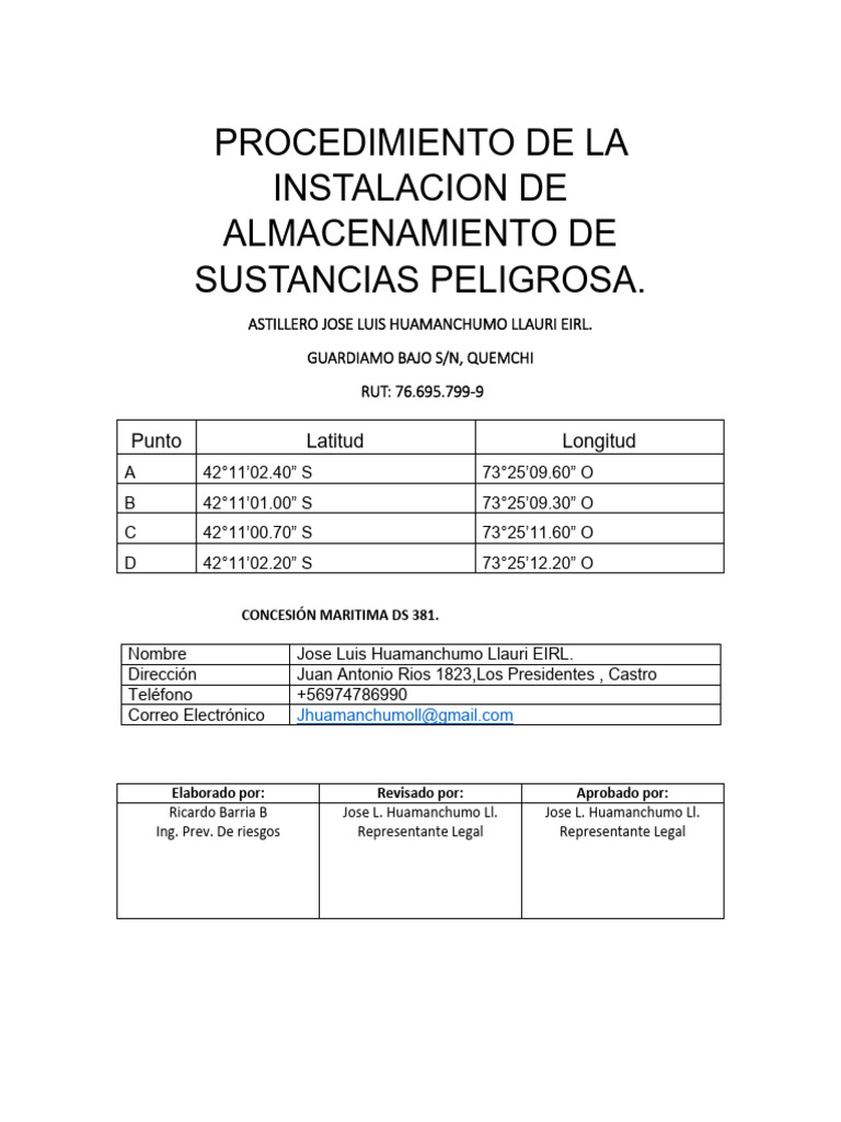 Procedimiento de Almacenamiento de Sustancias Peligrosas | PDF