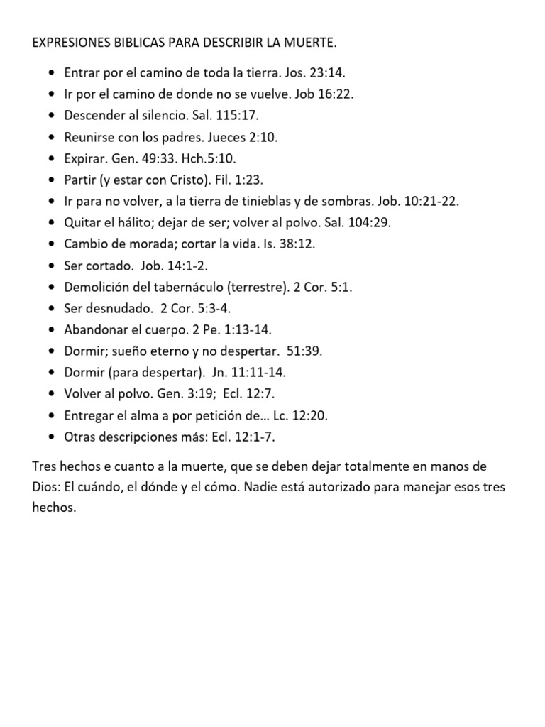 Expresiones Bíblicas sobre la Muerte | PDF