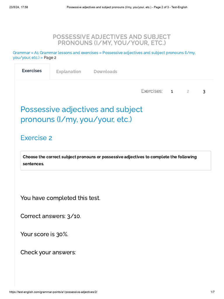 Possessive Adjectives and Subject Pronouns (I - My, You - Your, Etc ...