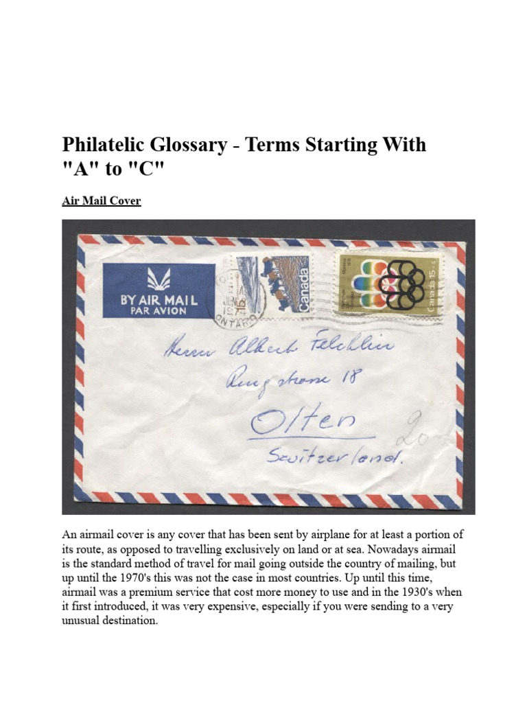 3 - Philatelic Glossary in detail with examples | Download Free PDF ...