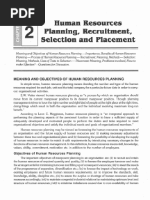 Chapter 2 - Human Resource Planning, Recruitment, Selection and Placement