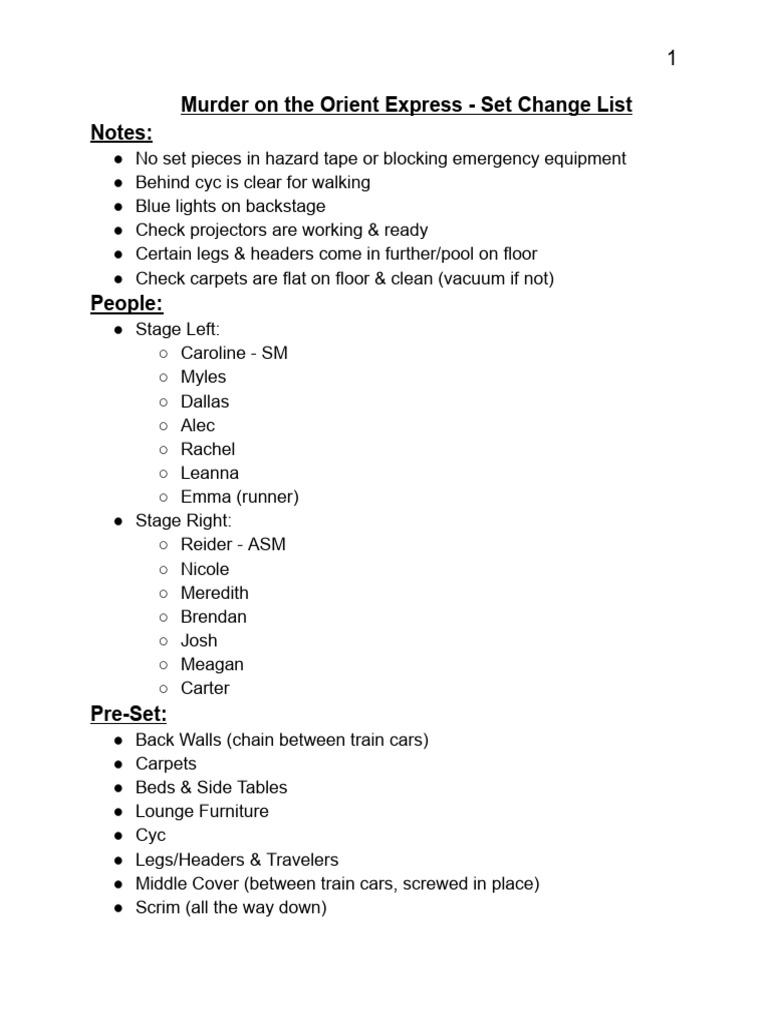 Murder on the orient express scene change list pdf