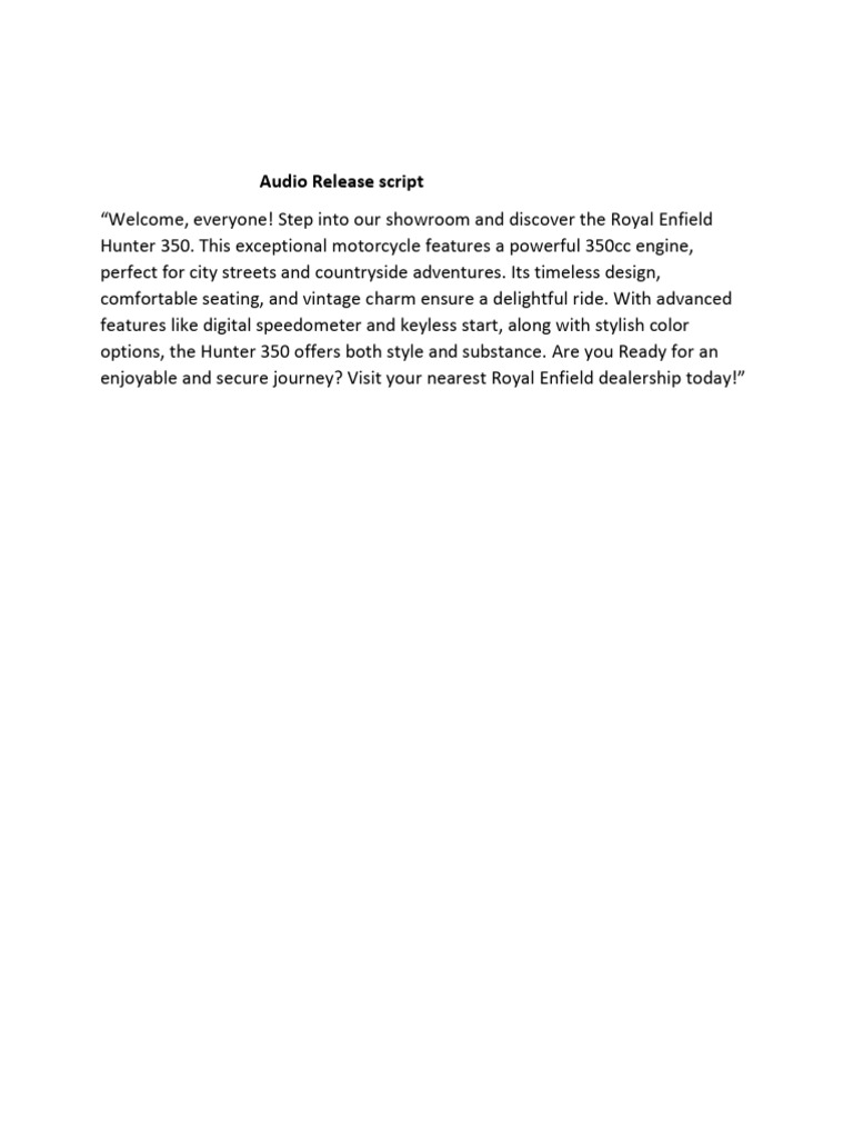 Audio Release Script | PDF