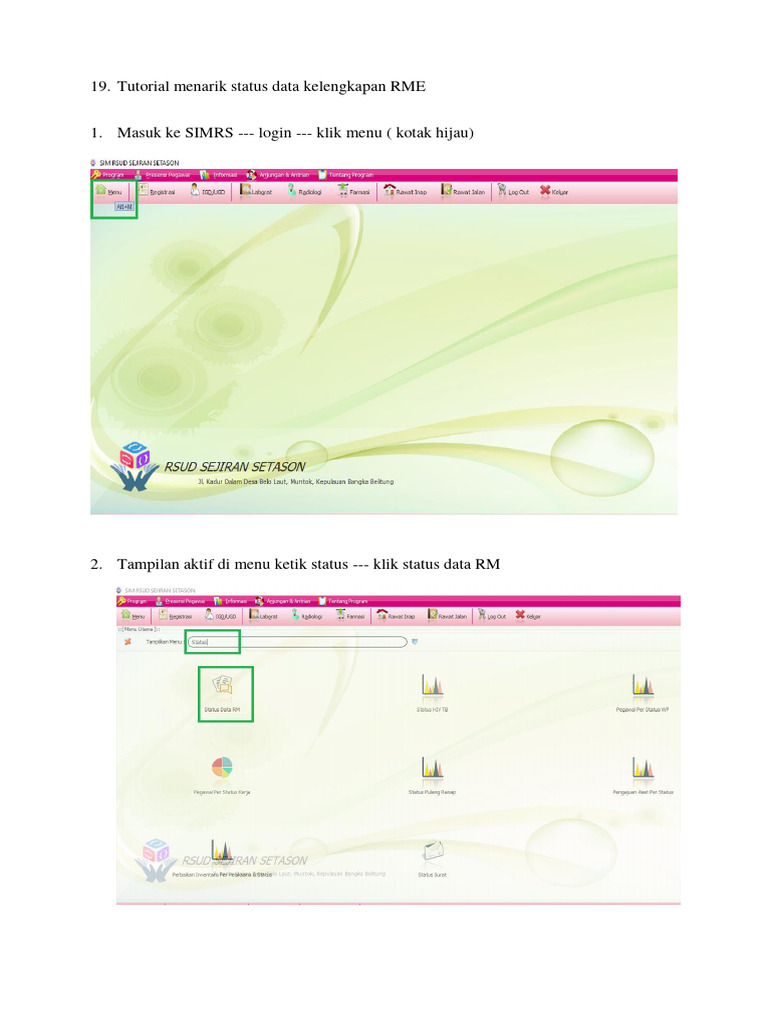 Tutorial Status Data Kelengkapan RME | PDF
