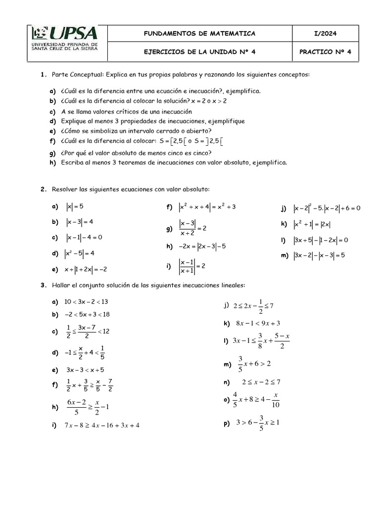 Conceptos y Ejercicios de Inecuaciones Matemáticas | PDF | Matemáticas