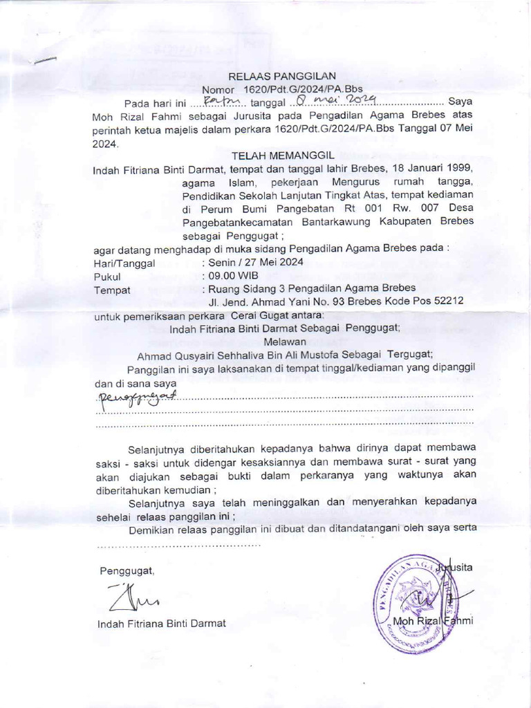 Relaas Panggilan | PDF
