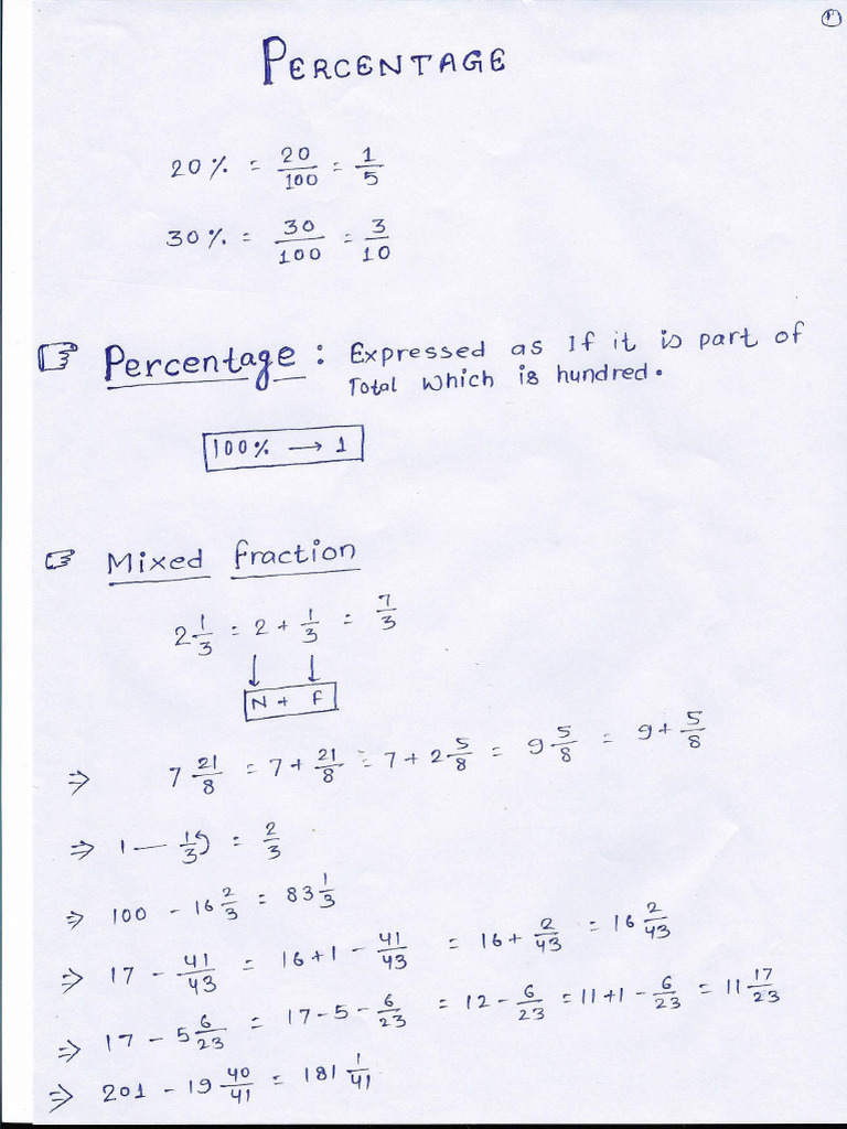 CLASS - 01 (Class Notes Bilingual) Percentage | PDF