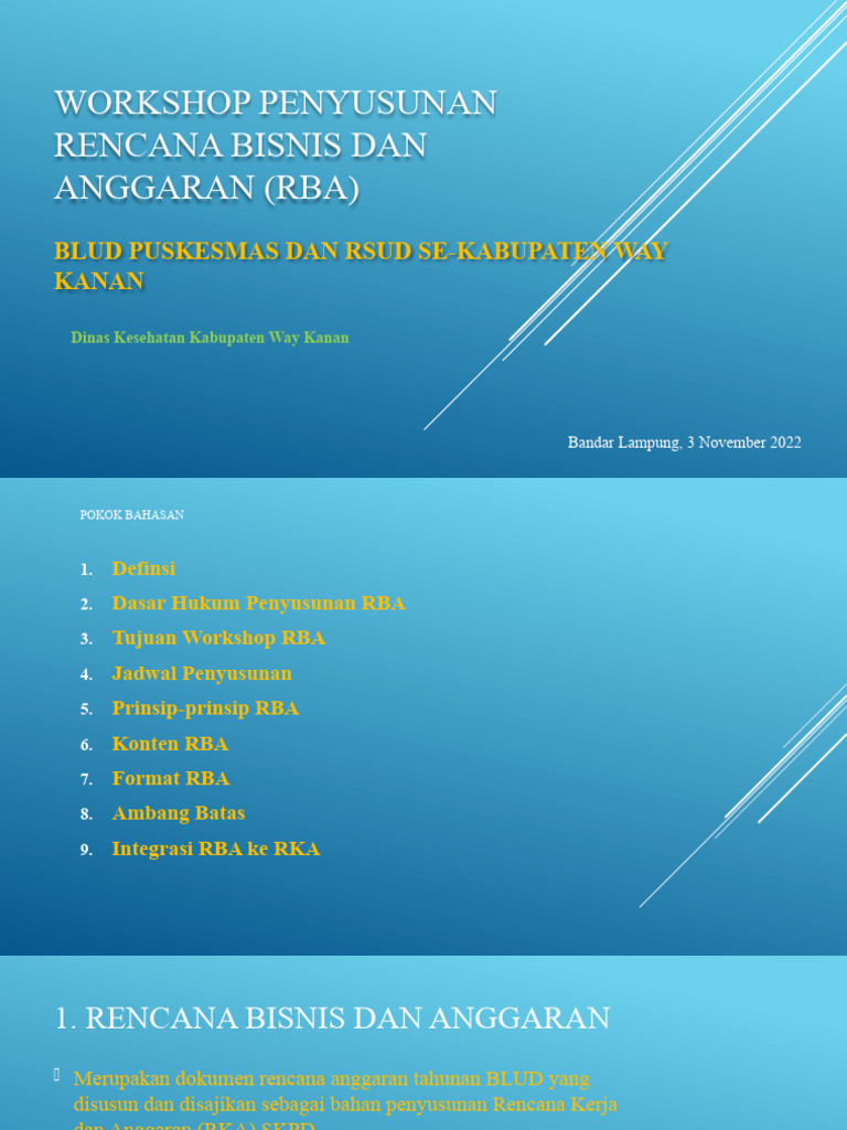 Workshop Penyusunan Rba | PDF