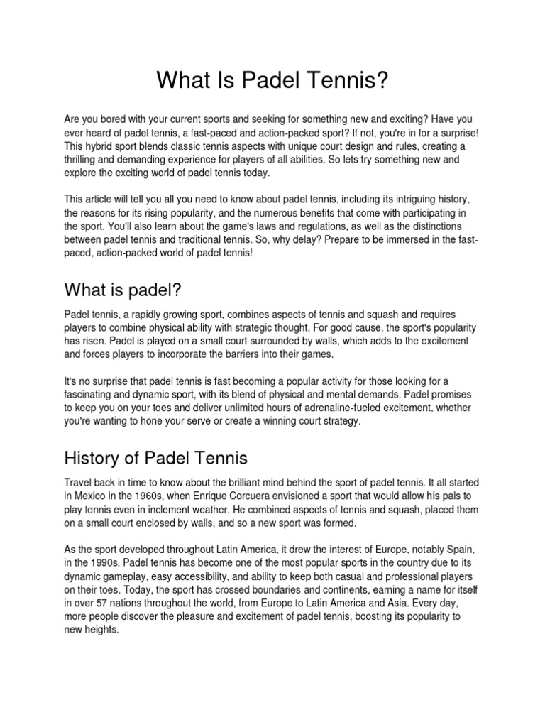 Padel intelligence overview