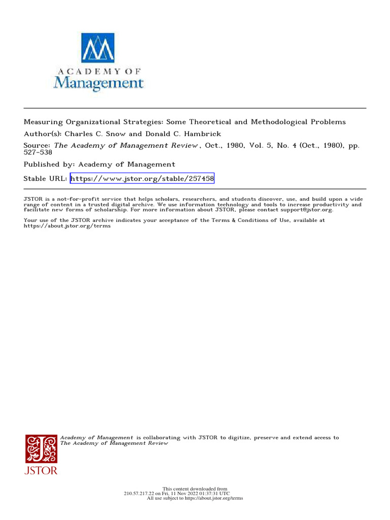Measuring Organizational Strategies | PDF | Methodology | Sampling ...