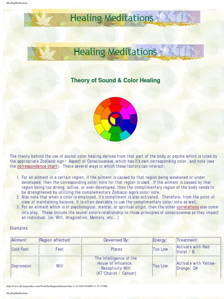 Sound and Color Healing Guide | PDF | Vertebral Column | Spinal Cord