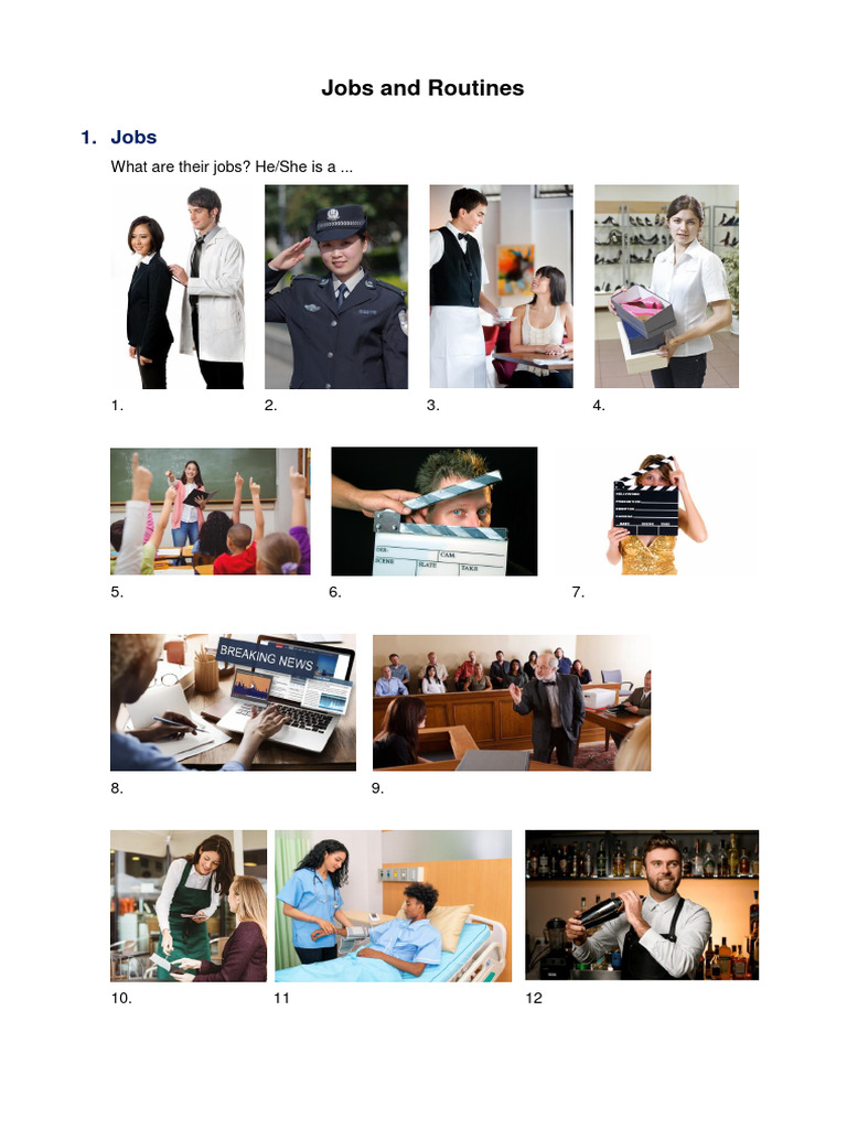 Jobs And Routines PDF Linguistics