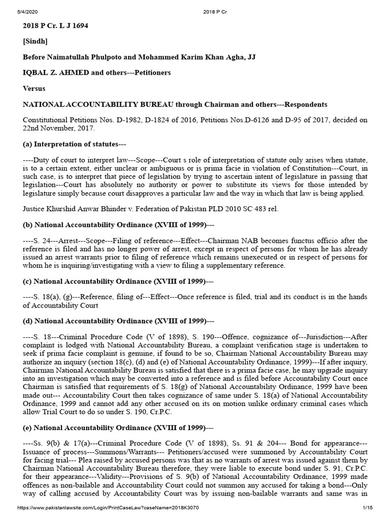 NAB Reference Filing and Arrest Powers | PDF | Bail | Separation Of Powers