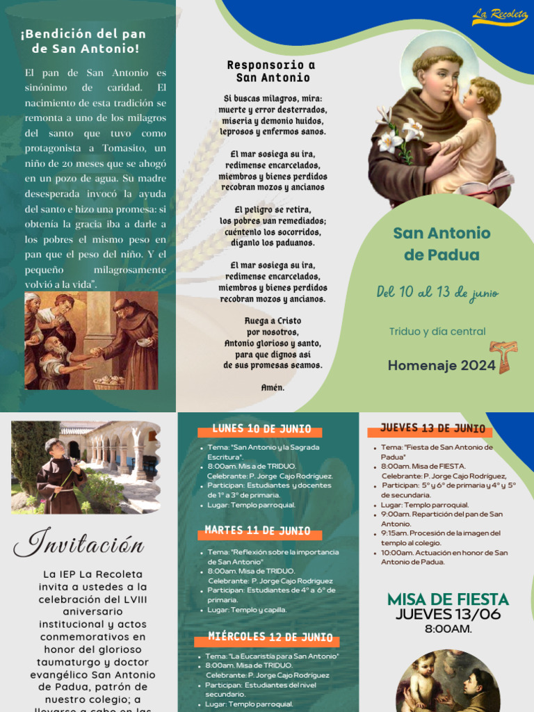 TRÍPTICO S.ANTONIO | PDF | Adoración Cristiana Y Liturgia