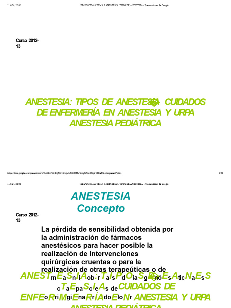 Diapositivas Tema 5 Anestesia. Tipos de Anestesia - Presentaciones de ...
