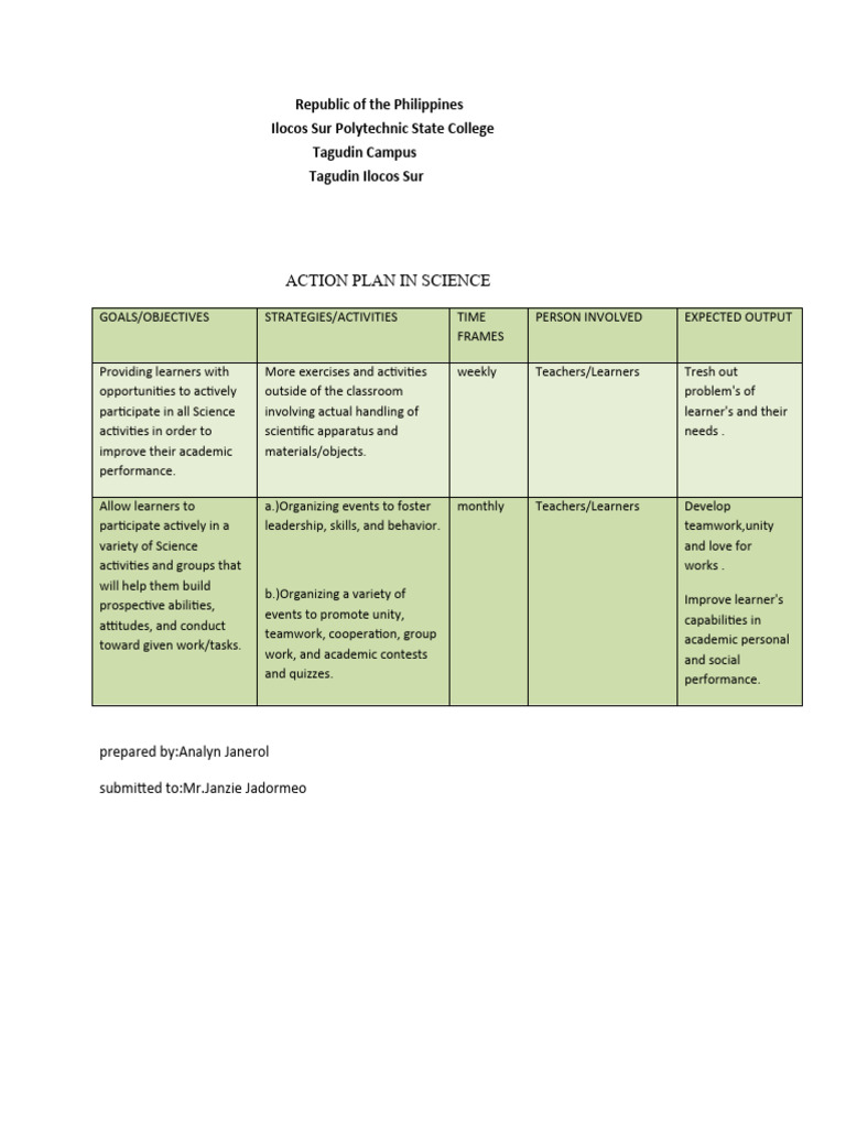 Action Plan for Science Education Enhancement | PDF