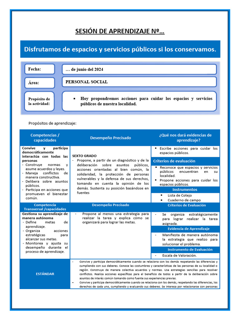 05 de Junio - Personal - Sexto Grado | PDF | Aprendizaje