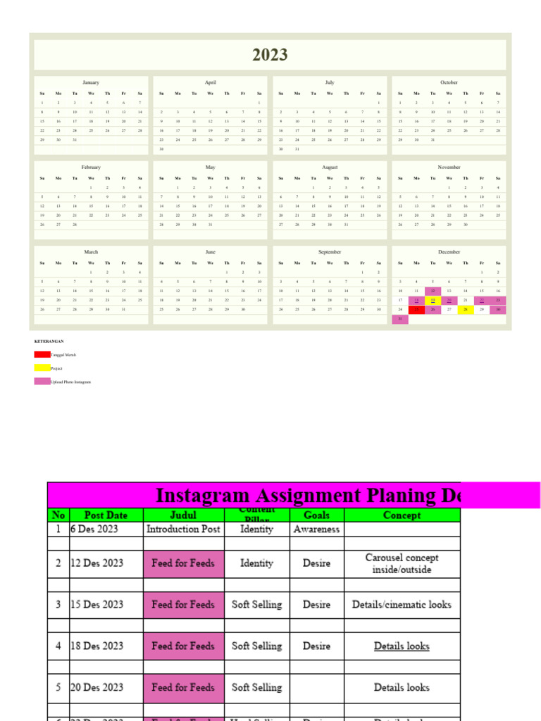 Instagram content calendar templates - Instagram Content Calendar Templates