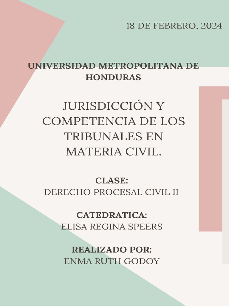 Ensayo - Jurisdicción y Competencia de Los Tribunales en Materia Civil ...