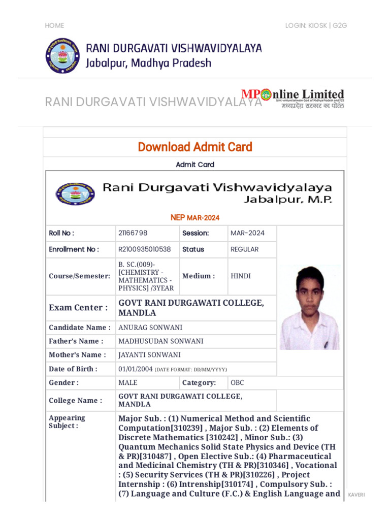 Admit Card | PDF