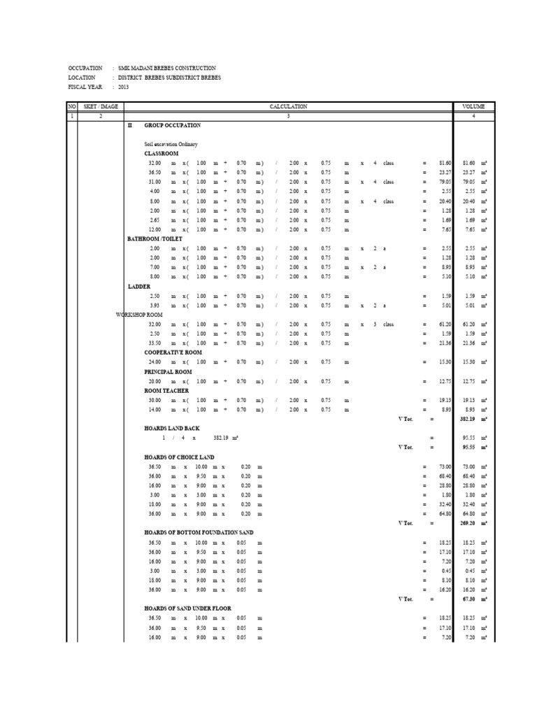 Construction Volume Calculations 2013 | PDF | Buildings And Structures ...