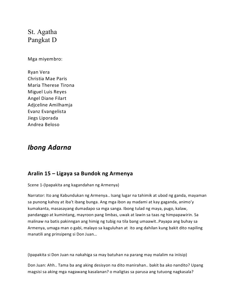 Ibong Adarna Script | PDF