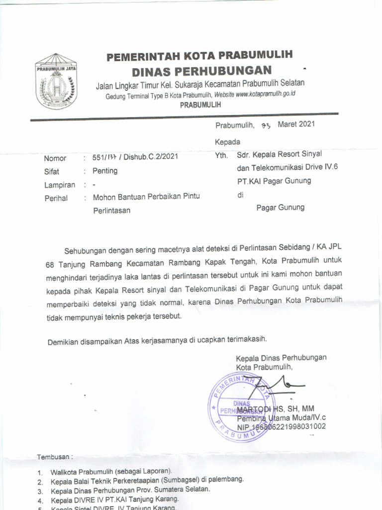 Surat Dari Dishub Pdf