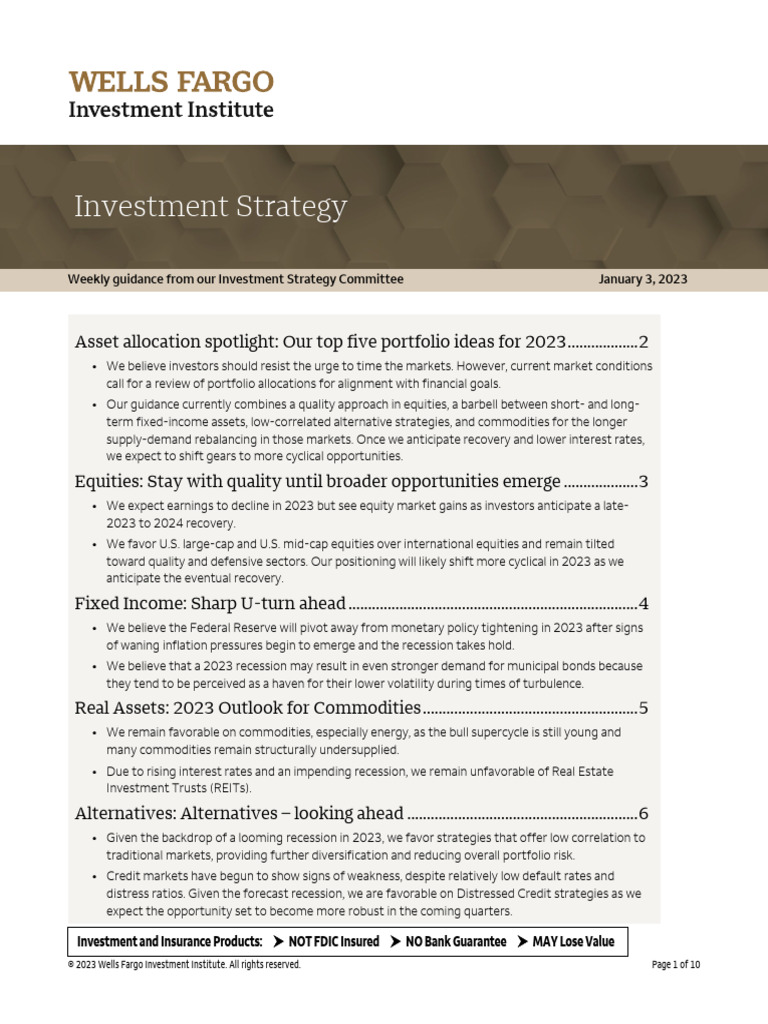 Investmentstrategyreport 01032023 | PDF | Financial Risk | Bonds (Finance)