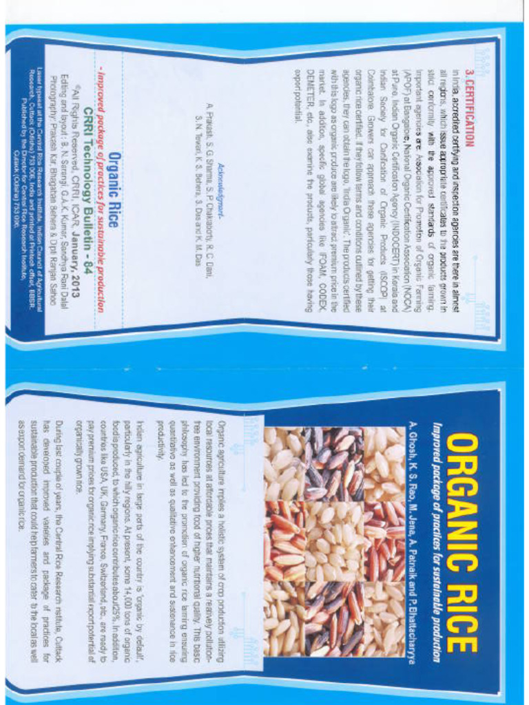 Organic rice improved package of practices for sustainable production pdf