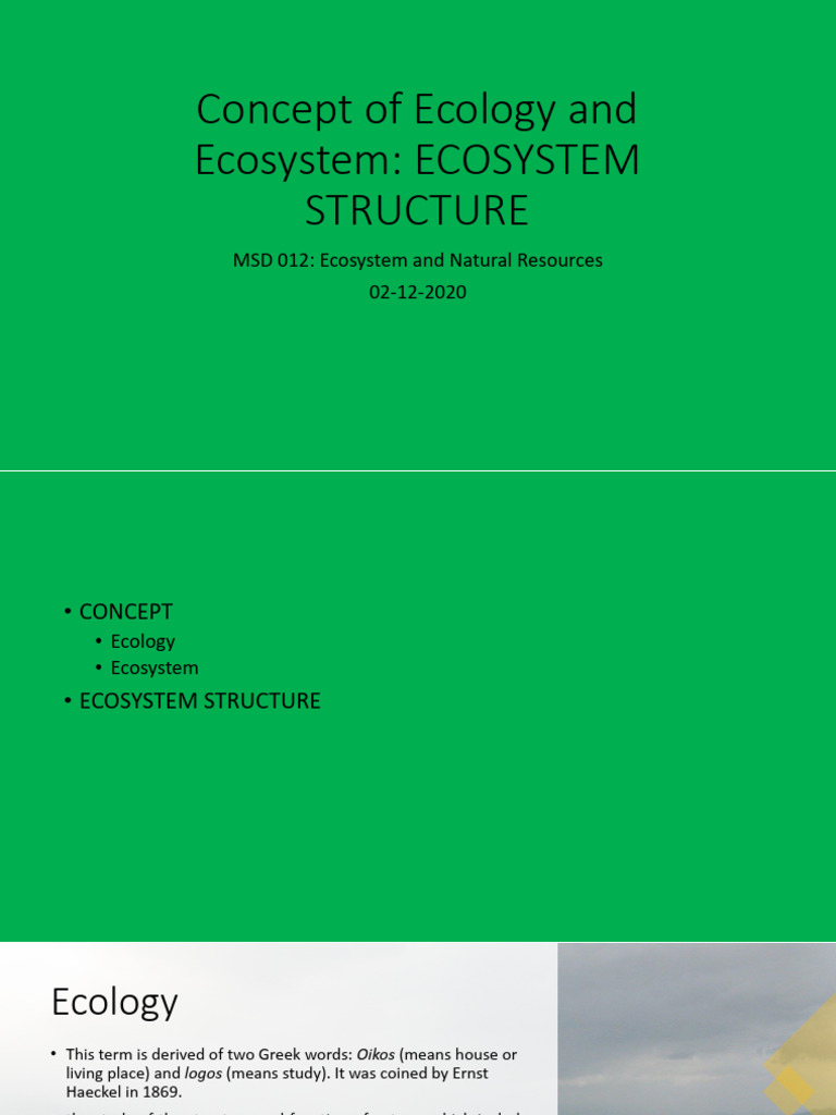 Concept of Ecology and Ecosystem - ECOSYSTEM STRUCTURE Editor | PDF ...