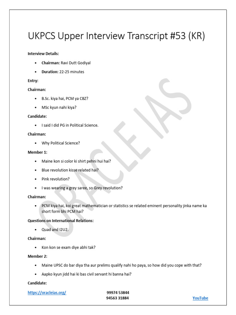 UKPSC Upper PCS Interview Insights | PDF