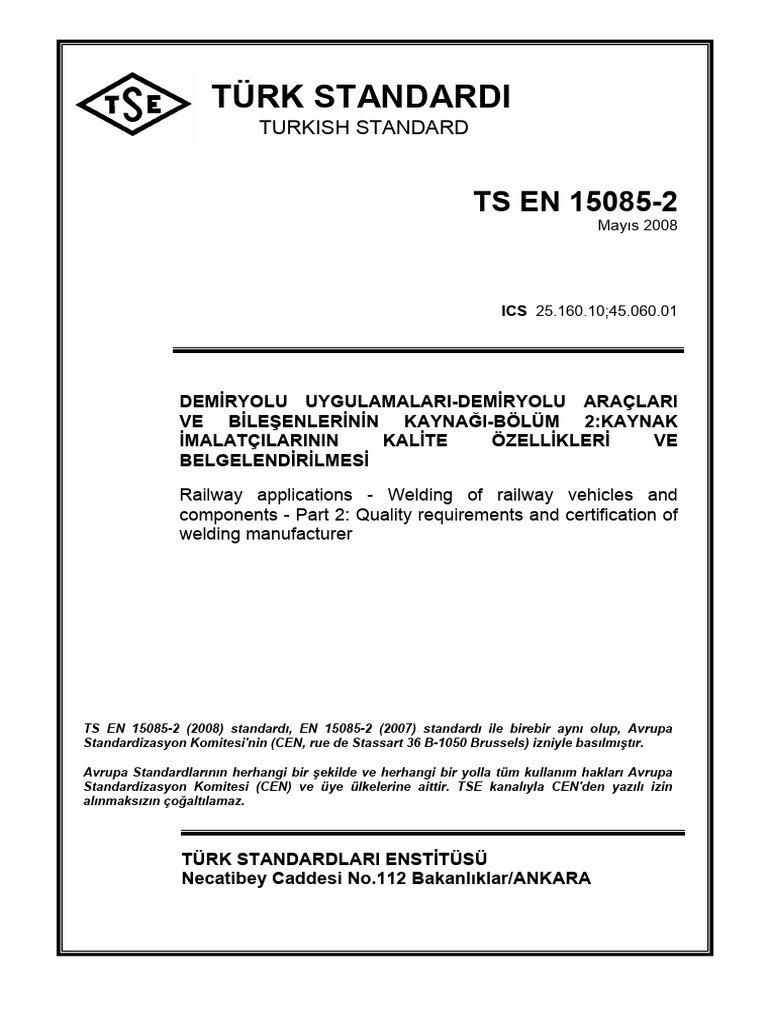 TS EN 15085-2 | Download Free PDF | Welding | Construction