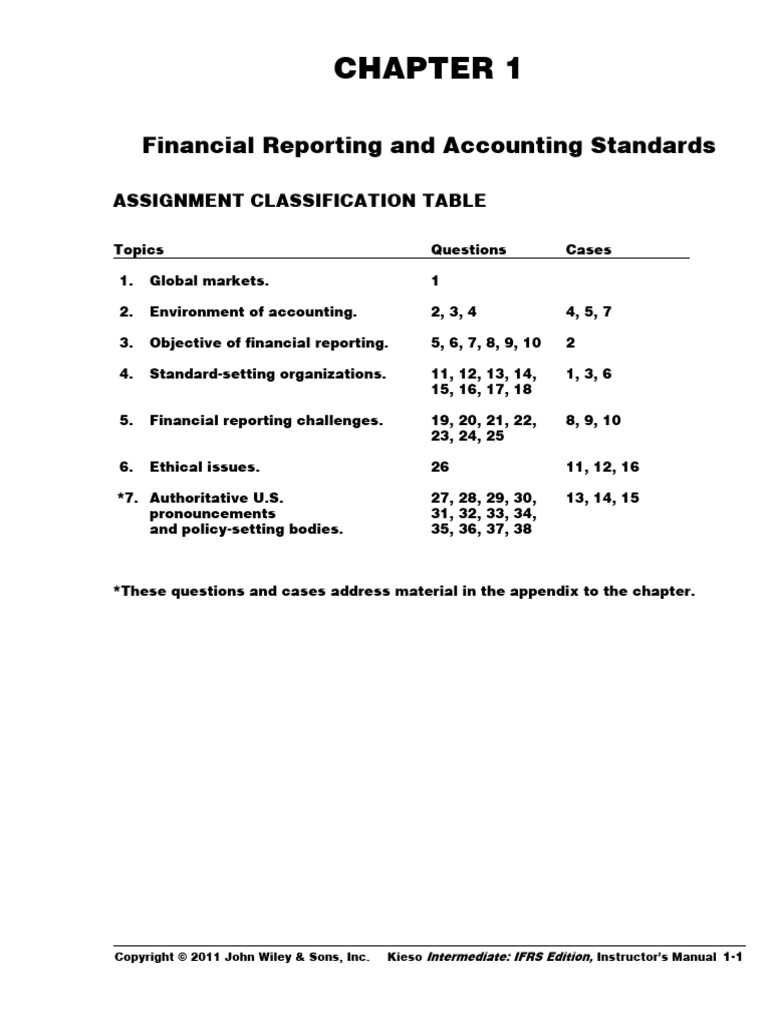 Kieso IFRS 1e InstructorManual Ch01 | PDF | Financial Accounting ...