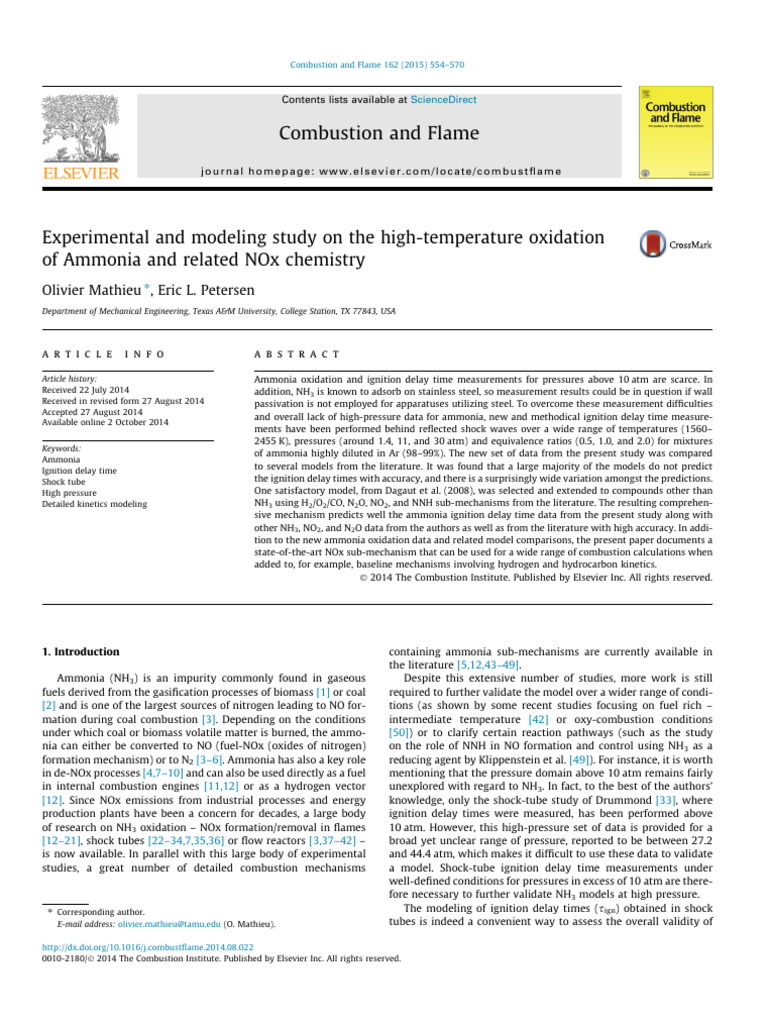 High-Temp Ammonia Oxidation Study | PDF | Combustion | Ammonia
