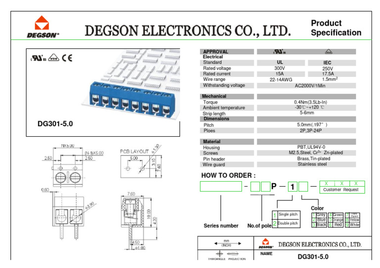 DG301-5.0 Electrical Connector Specs | PDF