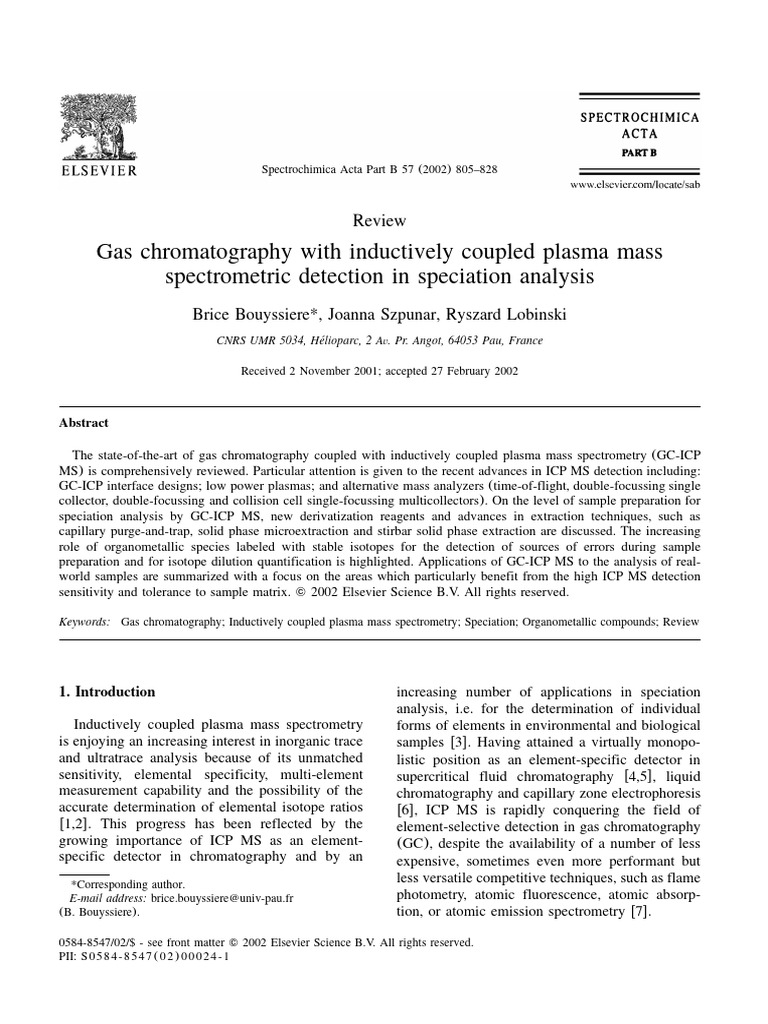 Gas Chromatography With Inductively Coupled Plasma Mass Spectrometric ...