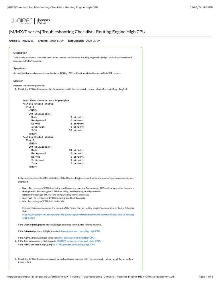 (M:MX:T-series) Troubleshooting Checklist - Routing Engine High CPU ...