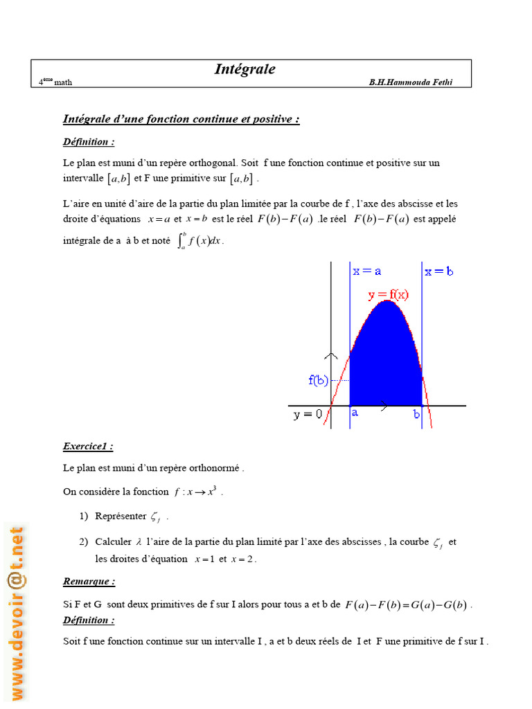 Intégrales pour le Bac en Mathématiques | PDF | Intégral | Fonction ...