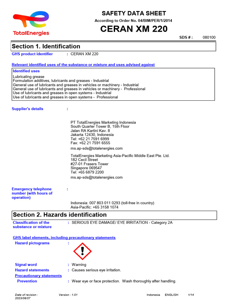 Ceran XM 220 | PDF | Toxicity | Oxide